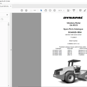 Dynapac CA 602 D Spare Parts Catalogue SCA602D-1EN4  - PDF DOWNLOAD