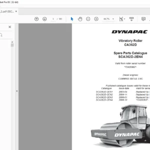 Dynapac CA362D Spare Parts Catalogue SCA362D-2EN4 - PDF DOWNLOAD