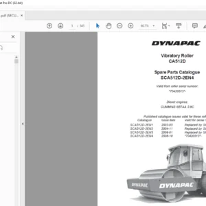 Dynapac CA512D Spare Parts Catalogue SCA512D-2EN4 - PDF DOWNLOAD