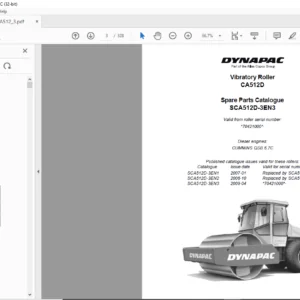 Dynapac CA512D Spare Parts Catalogue SCA512D-3EN3 - PDF DOWNLOAD