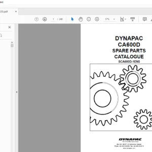 Dynapac CA600D Spare Parts Catalogue SCA600D-1EN5 - PDF DOWNLOAD