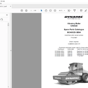 Dynapac CA602D Spare Parts Catalogue SCA602D-3EN4  - PDF DOWNLOAD