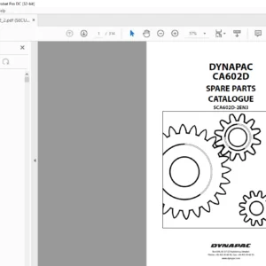 Dynapac CA602D Spare Parts Catalogue SCA602D - 2EN3 - PDF DOWNLOAD