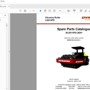 Dynapac CA610PD Spare Parts Catalogue SCA610PD-2EN1 - PDF DOWNLOAD
