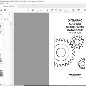 Dynapac CA612D  Spare Parts Catalogue SCA612D-1EN3  - PDF DOWNLOAD