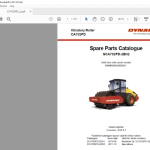 Dynapac CA702PD Vibratory Roller  Spare Parts Catalogue SCA702PD-2EN2 - PDF DOWNLOAD