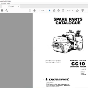 Dynapac CC10 Vibratory Roller Spare Parts Catalogue Manual - PDF DOWNLOAD