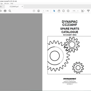 Dynapac CC234HF Spare Parts Catalogue SCC234HF-1EN3 - PDF DOWNLOAD