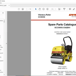 Atals Copco Dynapac CC900G Vibratory Roller Spare Parts Catalogue SCC900G-CN2EN1 - PDF DOWNLOAD