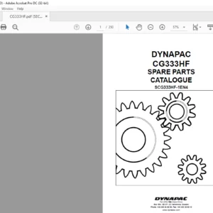 Dynapac CG333HF  Spare Parts Catalogue SCG333HF-1EN4 - PDF DOWNLOAD