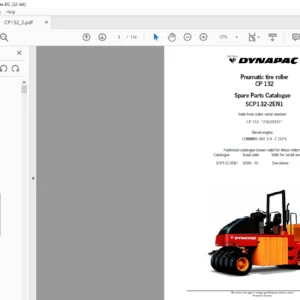 Dynapac CP 132 Spare Parts Catalogue SCP132-2EN1  - PDF DOWNLOAD