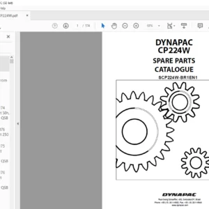Dynapac CP224W Spare Parts Catalogue SCP2 4W-BR1EN1 - PDF DOWNLOAD