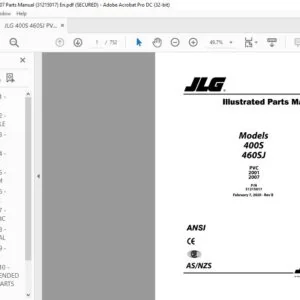 JLG 400S 460SJ PVC 2001 2007 Parts Manual (31215017) - PDF DOWNLOAD