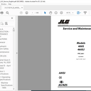 JLG 400S 460SJ PVC 2001 Service & Maintenance Manual (31215016)  - PDF DOWNLOAD (Eng)