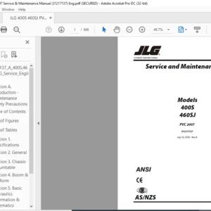 JLG 400S 460SJ PVC 2007 Service & Maintenance Manual (31217137) - PDF  DOWNLOAD