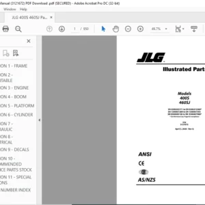 JLG 400S 460SJ Parts Manual (3121672) - PDF Download