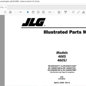 JLG 400S 460SJ Parts Manual (3121672)  - PDF Download