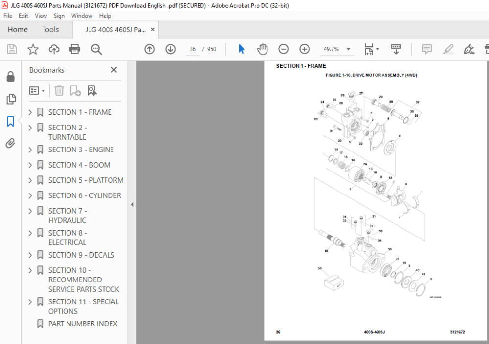 JLG 400S 460SJ Parts Manual (3121672) - PDF Download (English ...