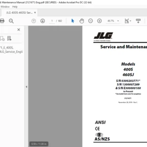 JLG 400S 460SJ Service & Maintenance Manual (3121671) - PDF DOWNLOAD (Eng)