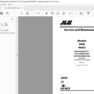 JLG 400S 460SJ Service & Maintenance Manual (3121671) - PDF DOWNLOAD (ENG)