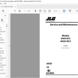JLG 400S HC3 460SJ HC3 Service & Maintenance Manual (31215869)  - PDF DOWNLOAD (Eng)
