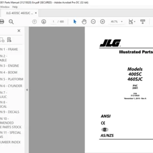 JLG 400SC 460SJC PVC 2001 Parts Manual (31215020) - PDF DOWNLOAD