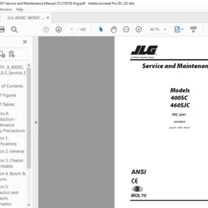 JLG 400SC 460SJC PVC 2001 Service and Maintenance Manual (31215019)  - PDF DOWNLOAD