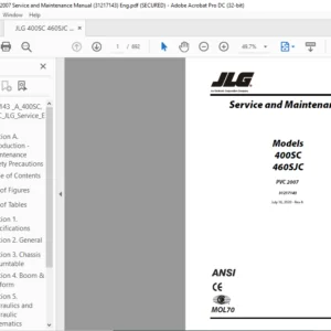 JLG 400SC 460SJC PVC 2007 Service and Maintenance Manual (31217143)  - PDF DOWNLOAD