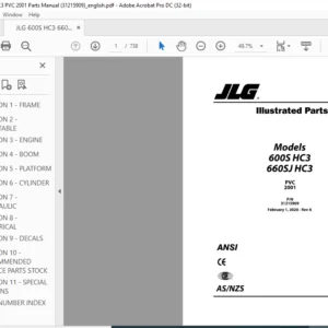 JLG 600S HC3 660SJ HC3 PVC 2001 Parts Manual (31215909) - PDF DOWNLOAD (ENGLISH)