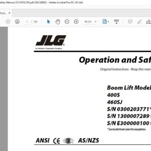 JLG Boom Lift Models 400S 460SJ Operation & Safety Manual (3121670)  - PDF DOWNLOAD