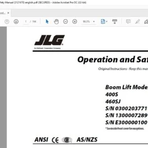 JLG Boom Lift Models 400S 460SJ Operation & Safety Manual (3121670)  - PDF DOWNLOAD