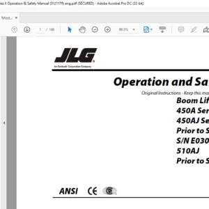 JLG Boom Lift Models 450A Series II 450AJ Series II Operation & Safety Manual (3121179)  - PDF DOWNLOAD ( ENGLISH)