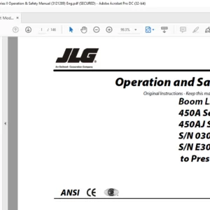 JLG Boom Lift Models 450A Series II 450AJ Series II Operation & Safety Manual (3121289) - PDF DOWNLOAD (ENG)