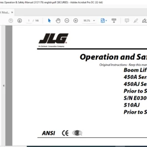 JLG Boom Lift Models 450A Series II 450AJ Series Operation & Safety Manual (3121179) - PDF DOWNLOAD (ENG)