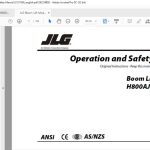 JLG Boom Lift Models H800AJ Operation & Safety Manual (3121769) - PDF DOWNLOAD