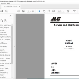 JLG H800AJ Service and Maintenance Manual (3121770) - PDF DOWNLOAD