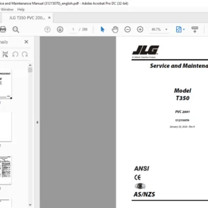 JLG T350 PVC 2001 Service and Maintenance Manual (31215070)- PDF DOWNLOAD (ENG)