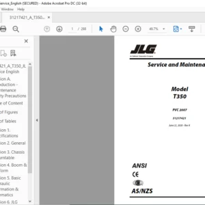 JLG T350 PVC 2007 Service and Maintenance Manual (31217421) - PDF DOWNLOAD (ENG)