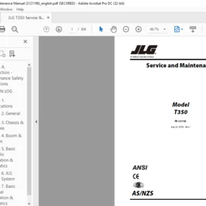 JLG T350 Service & Maintenance Manual (3121198) - PDF DOWNLOAD (ENG)