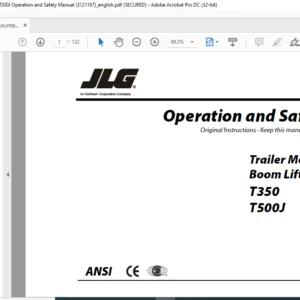 JLG Trailer Mounted Boom Lift Models T350 T500J Operation and Safety Manual (3121197) - PDF DOWNLOAD
