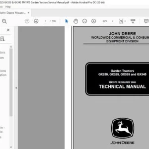 John Deere Mowers GX255 GX325 GX335 & GX345 TM1973 Garden Tractors Service Manual