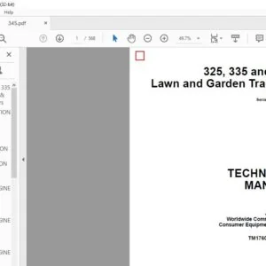 John Deere Mowers TM1760 325 335 & 345 Lawn & Garden Tractors Technical Manual