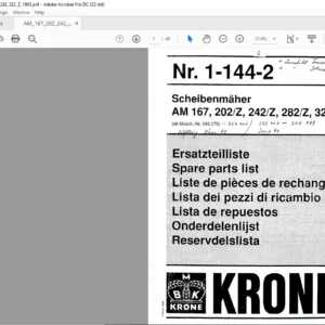 KRONE AM 167, 202/Z, 242/Z, 282/Z, 322 SPARE PARTS MANUAL - PDF DOWNLOAD