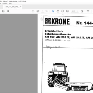 KRONE AM 167, 202/Z, 242/Z, 282/Z, Ersatzteilliste - PDF DOWNLOAD (GERMAN)