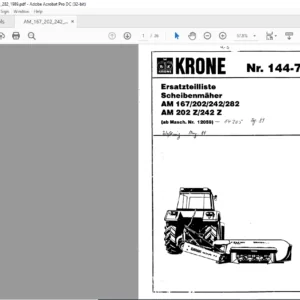 KRONE AM 167/202/242/282 AM 202 Z/242 Z Ersatzteilliste - PDF DOWNLOAD (GERMAN)