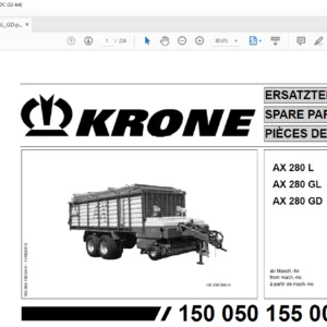 KRONE AX 280 L AX 280 GL AX 280 GD SPARE PARTS MANUAL - PDF DOWNLOAD