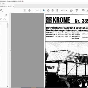 KRONE HSD 40023 HSD 40023 T HSD 50023 HSD 5003 L HSD 50023 T HSD 60023 T HSD 6003 L Betriebsanleitung und Ersatzteilliste  - PDF DOWNLOAD  (GERMAN)