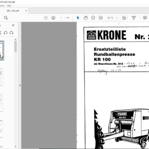 KRONE KR 100 Ersatzteilliste - PDF DOWNLOAD