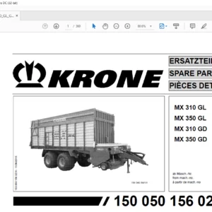 KRONE MX 310 GL 350 GL 310 GD 350 GD SPARE PARTS MANUAL - PDF DOWNLOAD