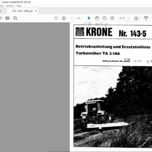 KRONE TA 2/166 Betriebsanleitung und Ersatzteilliste - PDF DOWNLOAD (GERMAN)